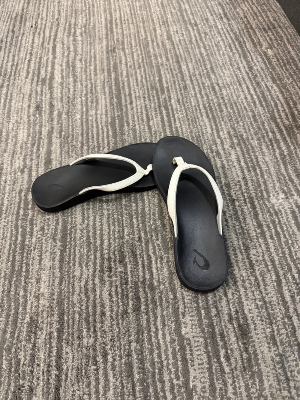 OluKai Women's Black Sandals with White Straps